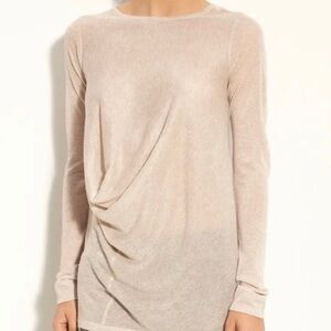 Theory Soft Beige Long Sleeve Top with draping feature size M EUC